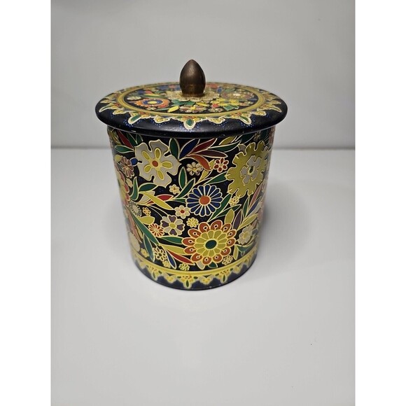 unbranded Other - Multicolor Cloisonne Style Floral Tin Metal Made in Holland Lidded